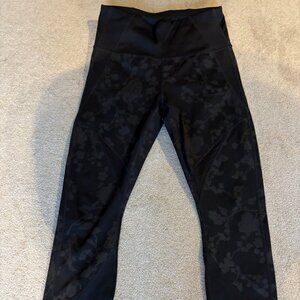 Athleta Black on Black Floral Leggings